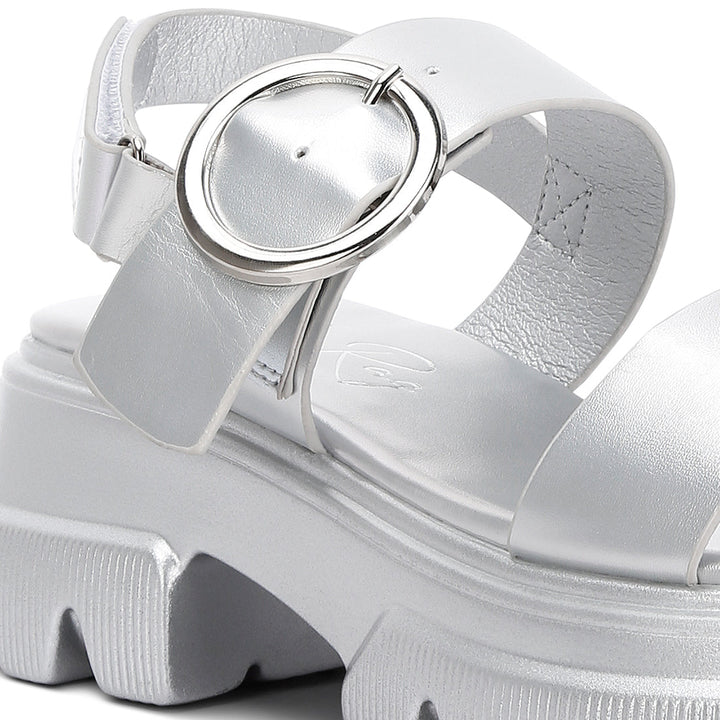 metallic chunky sandals#color_silver