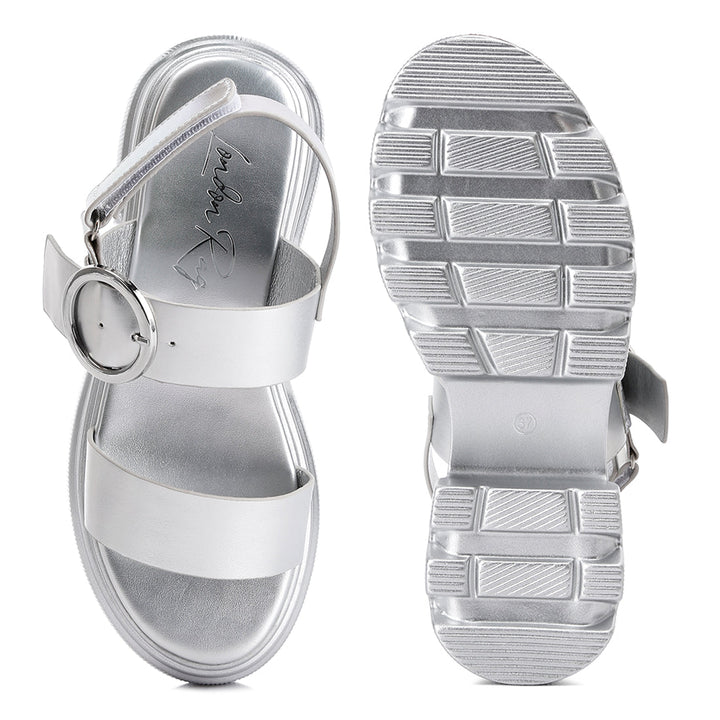 metallic chunky sandals#color_silver