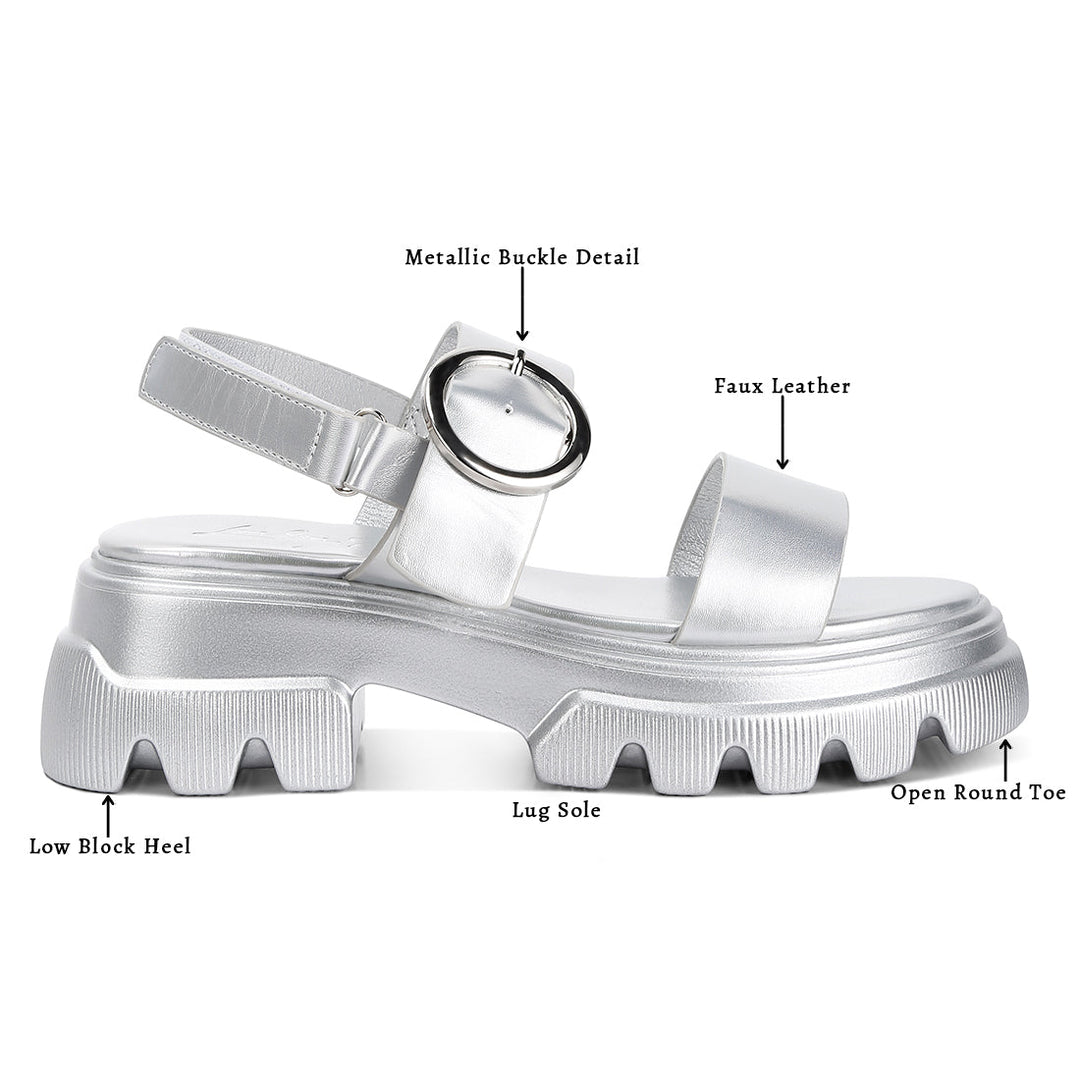 metallic chunky sandals#color_silver