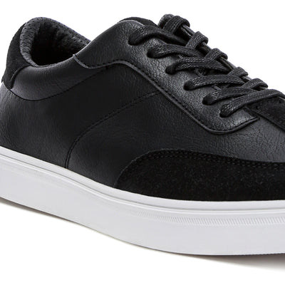 panelling detailed lace-up sneakers#color_black