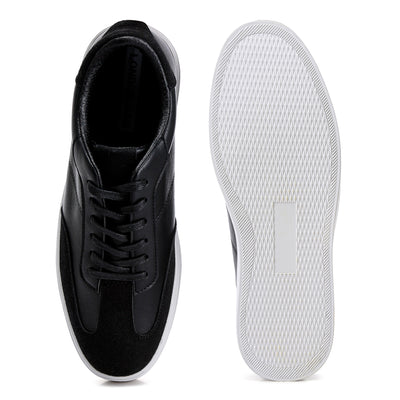 panelling detailed lace-up sneakers#color_black