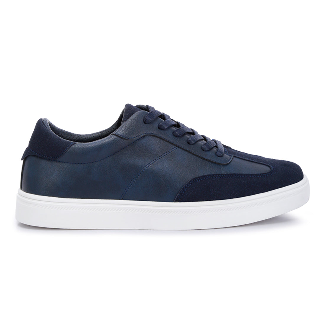 panelling detailed lace-up sneakers#color_navy