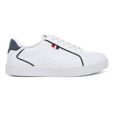 faux leather low top lace-up sneakers#color_white