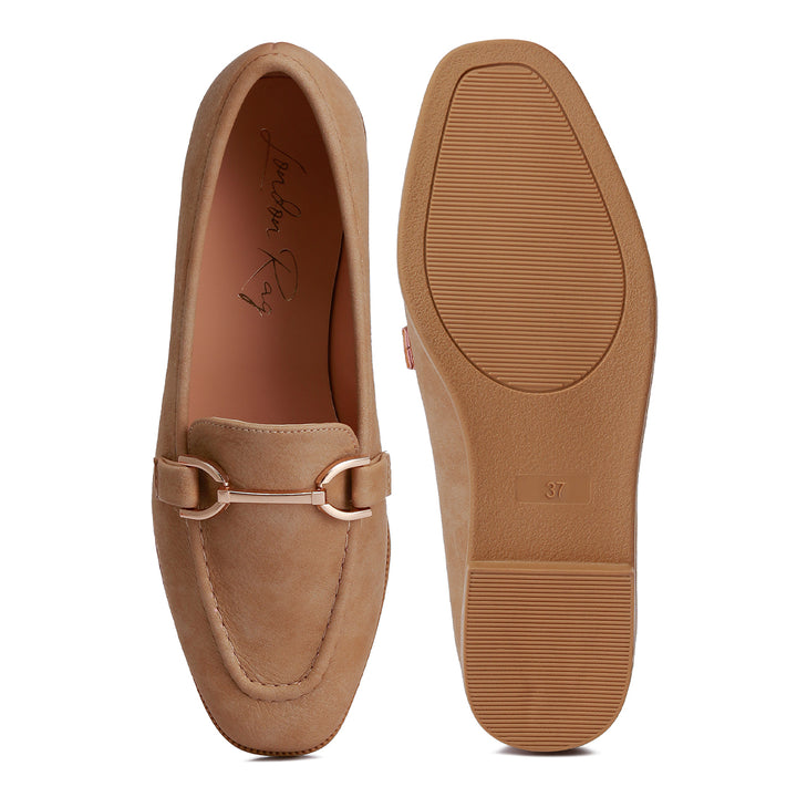 horsebit flat loafers#color_beige