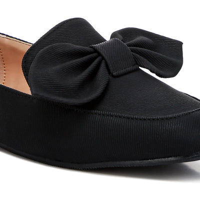 bow embellished loafers#color_black