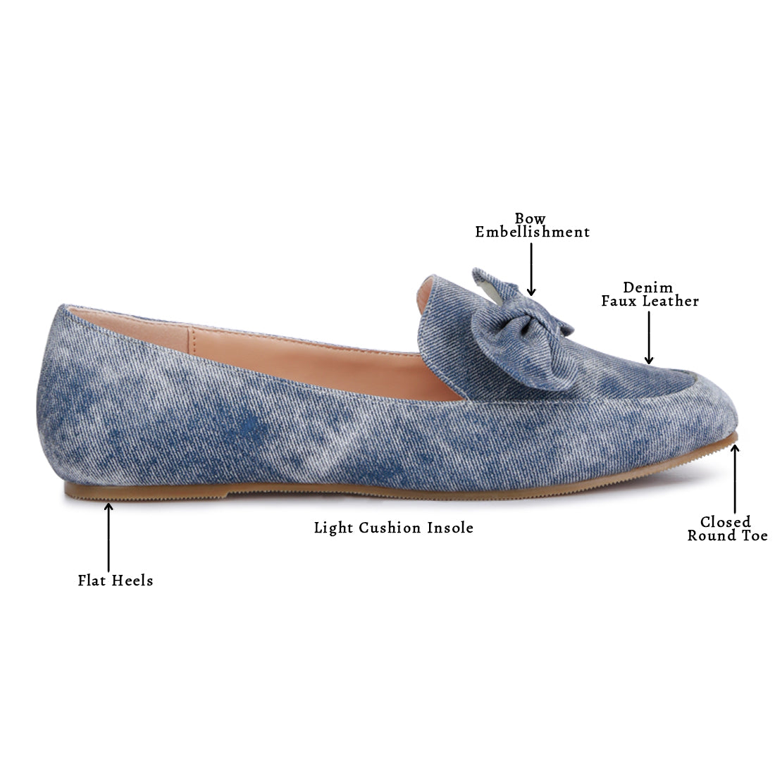 bow embellished loafers#color_blue