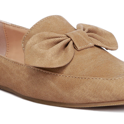 bow embellished loafers#color_tan