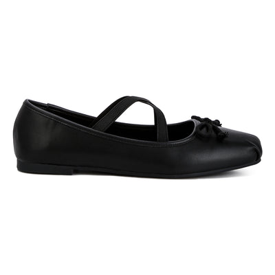 recycled faux leather ballet flats#color_black