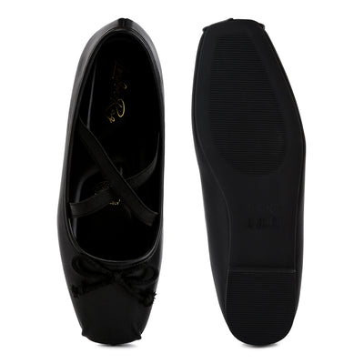 recycled faux leather ballet flats#color_black