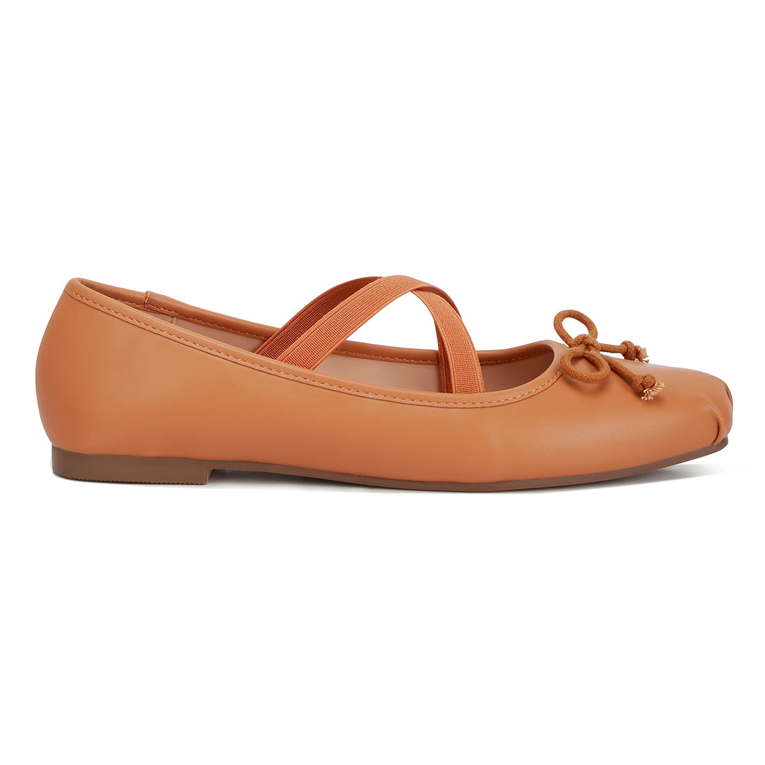 recycled faux leather ballet flats#color_tan