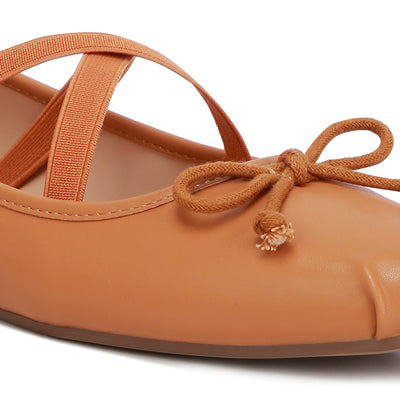 recycled faux leather ballet flats#color_tan
