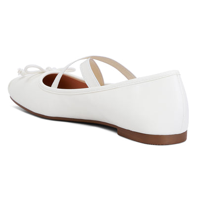 recycled faux leather ballet flats#color_white