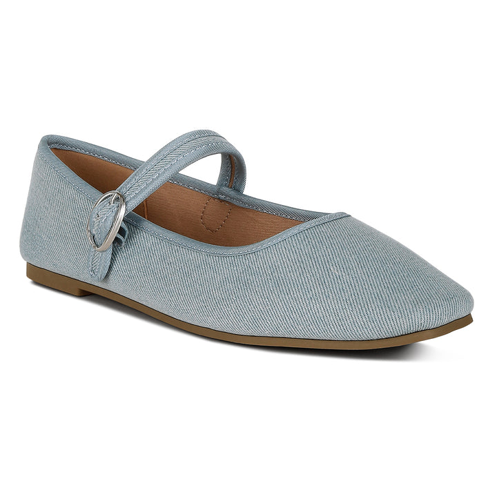 Classic Denim Pin Buckle Ballerinas