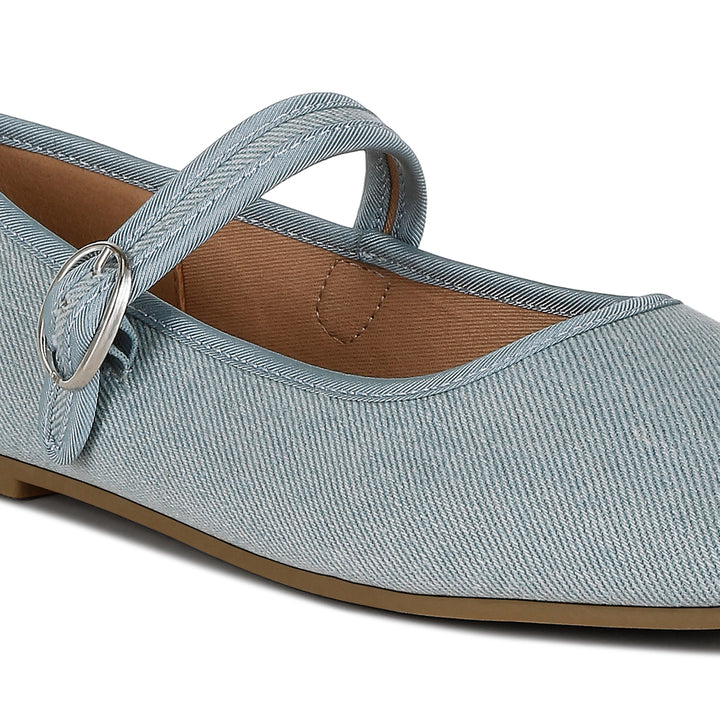 Classic Denim Pin Buckle Ballerinas