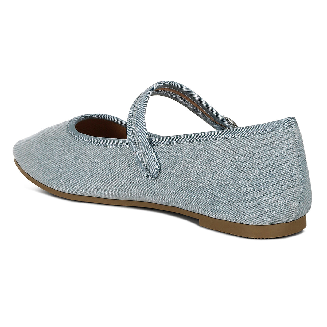 Classic Denim Pin Buckle Ballerinas