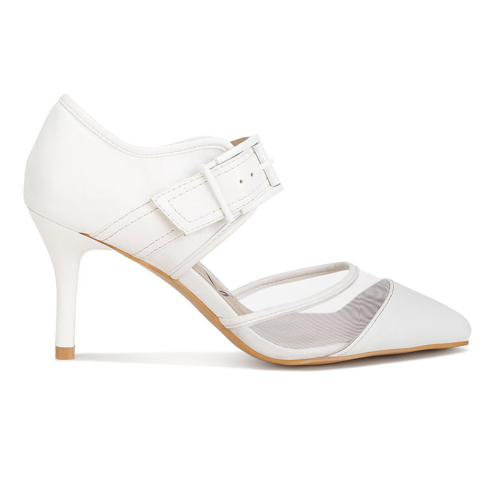 buckle detail pump sandals#color_white