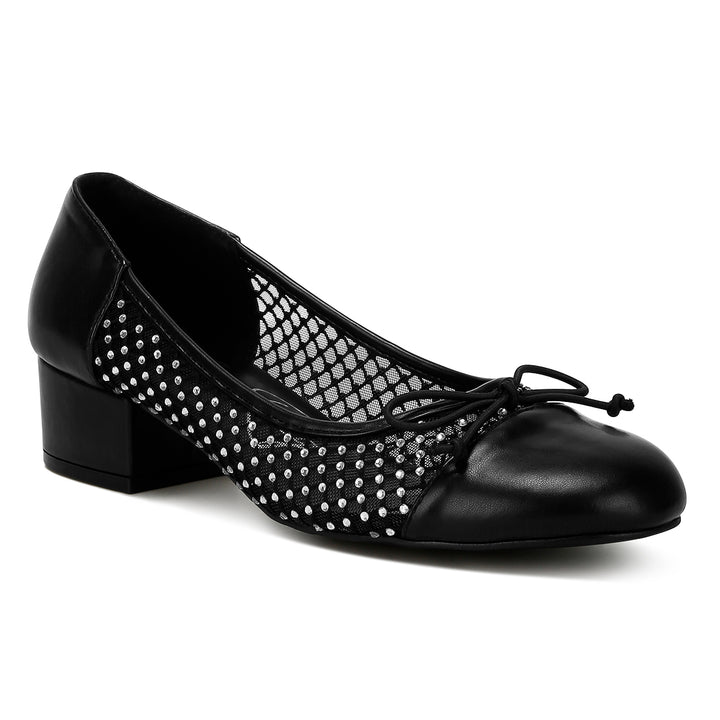 mesh ballerina pumps#color_black