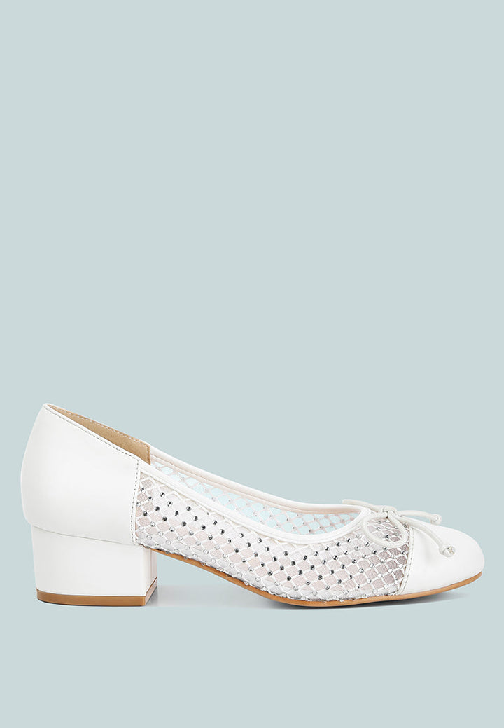 women mesh ballerina pumps#color_white