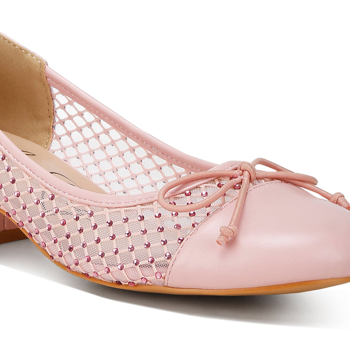 mesh ballerina pumps#color_pink