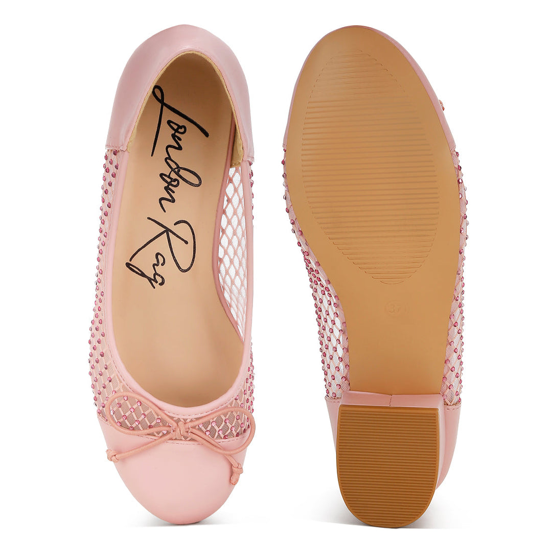 mesh ballerina pumps#color_pink