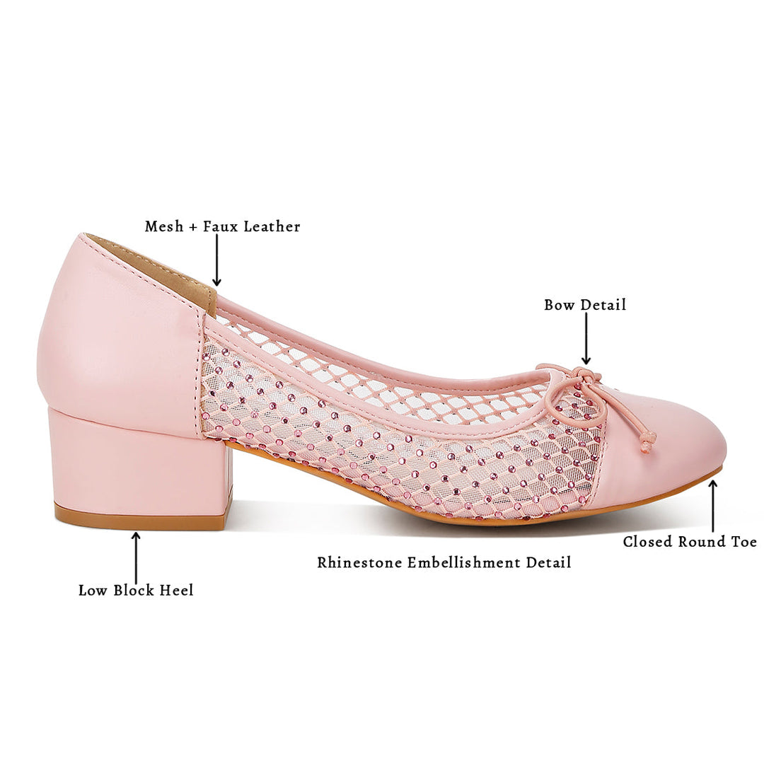 mesh ballerina pumps#color_pink