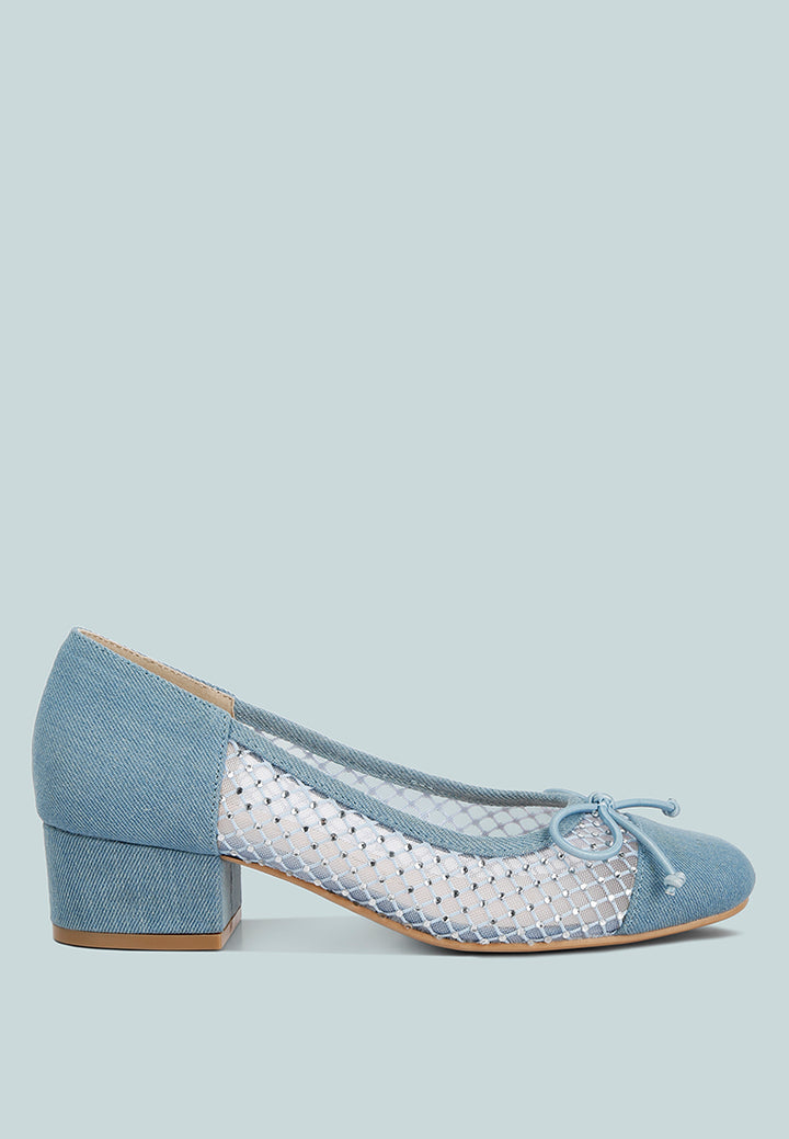 Women Mesh Denim Pumps