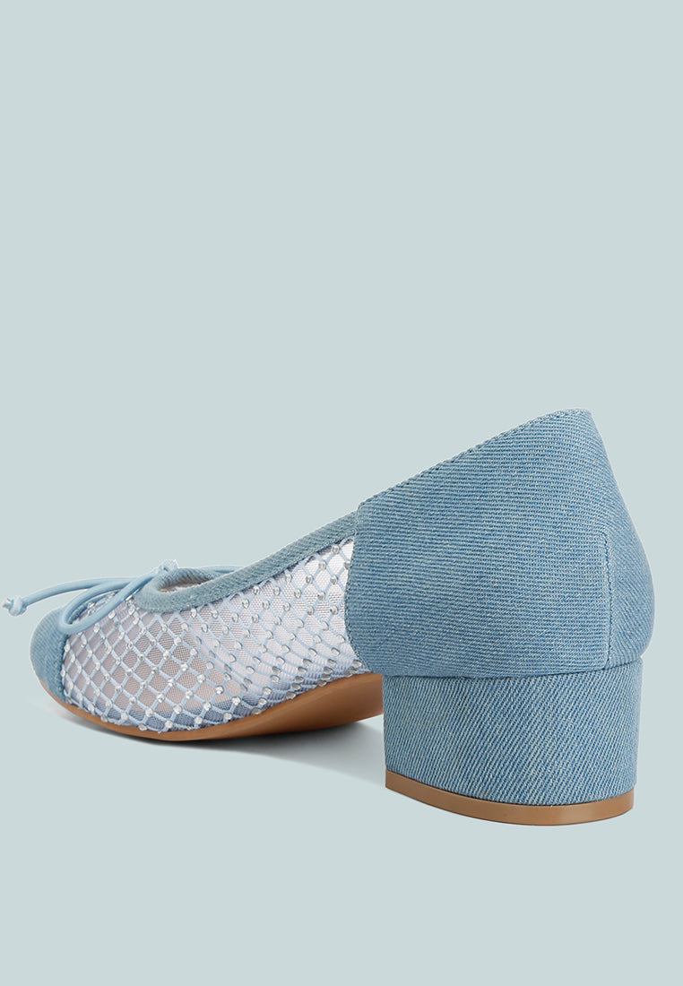 Women Mesh Denim Pumps