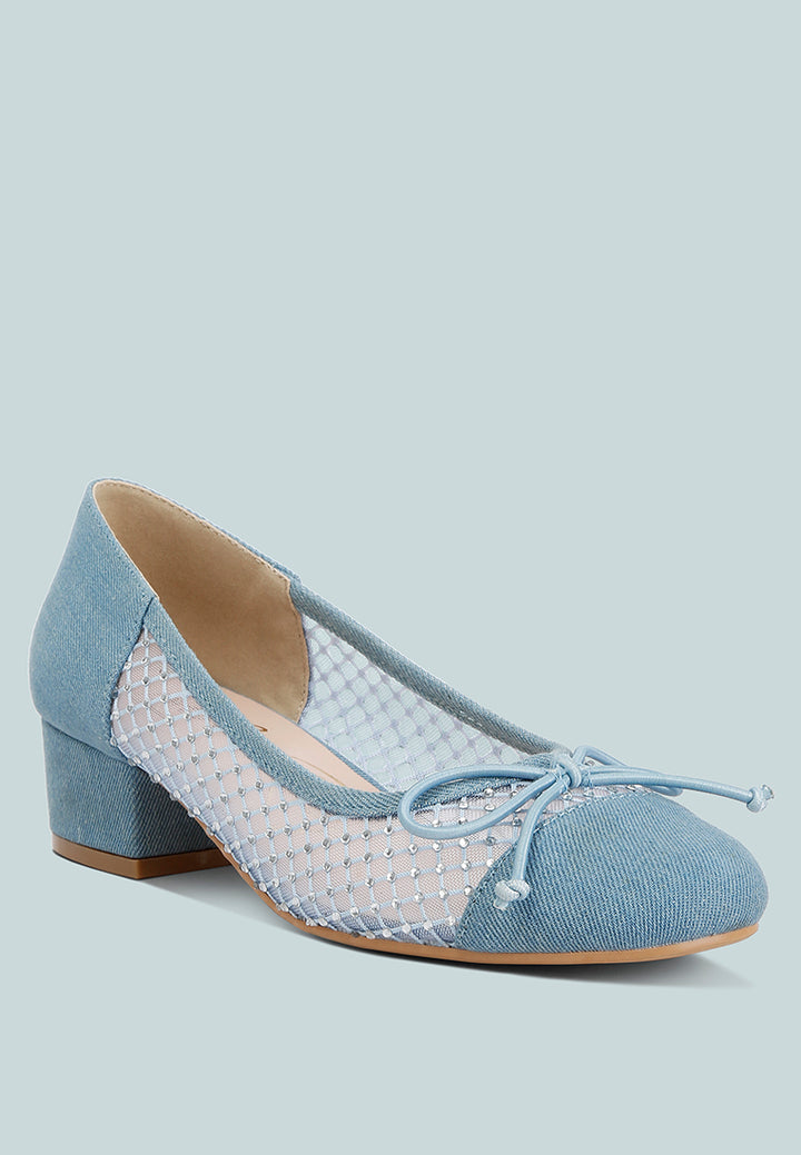 Women Mesh Denim Pumps