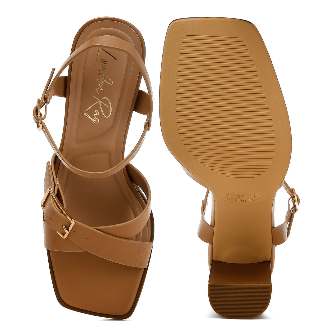 Buckle Detail Faux Leather Sandals