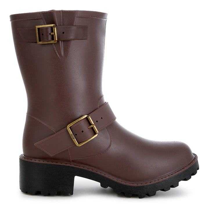 harness detail calf boots#color_brown