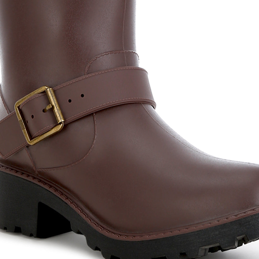 harness detail calf boots#color_brown