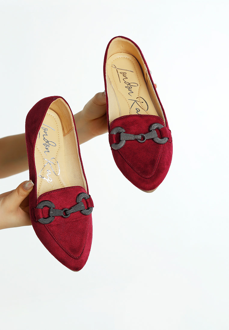 women horsebit detail flexible loafers#color_burgundy