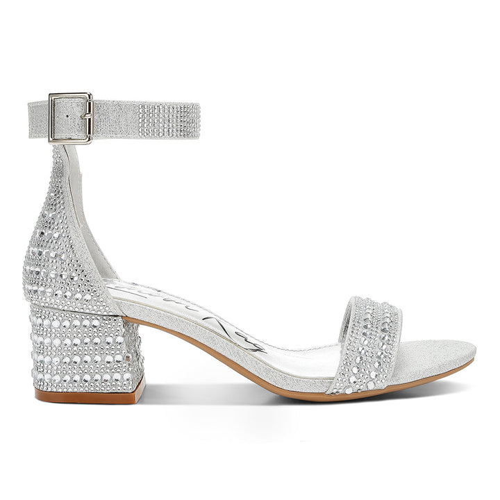 rhinestones embellished block sandals#color_silver