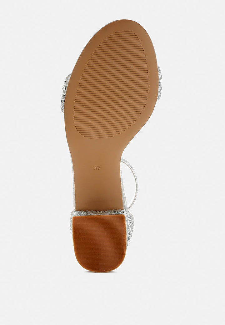 women rhinestones embellished block sandals#color_silver