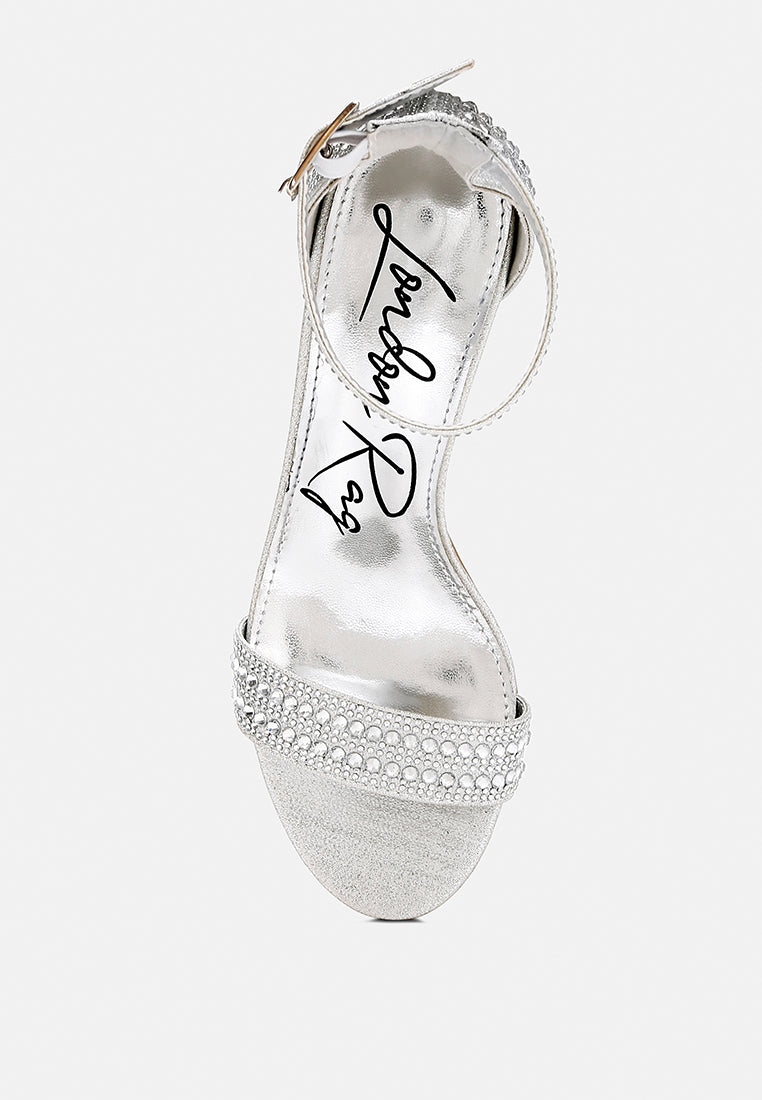 women rhinestones embellished block sandals#color_silver