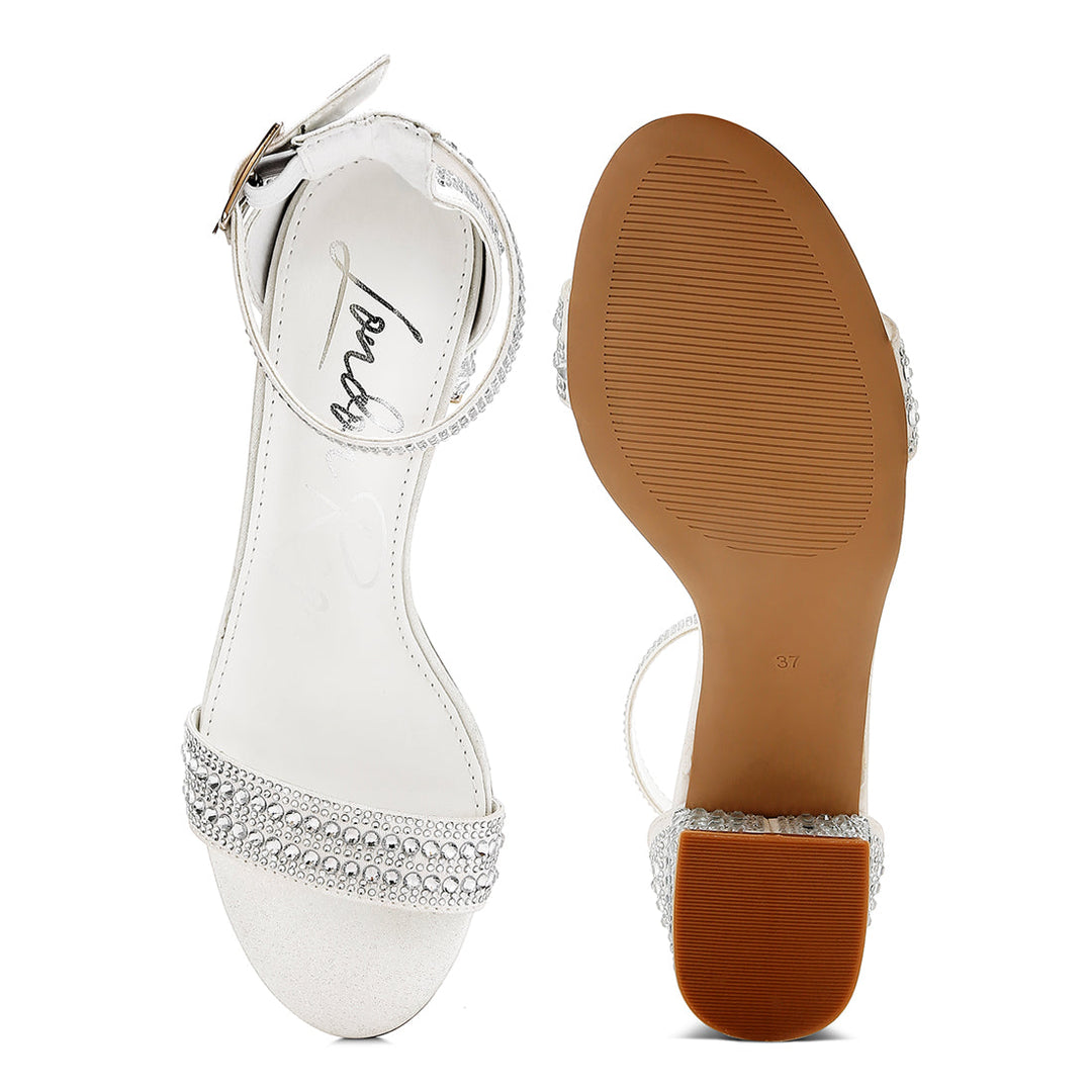 rhinestones embellished block sandals#color_white