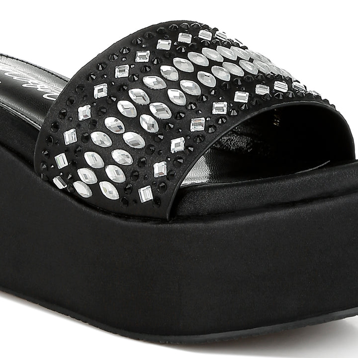 diamante & rhinestone detail stylish flatforms#color_black