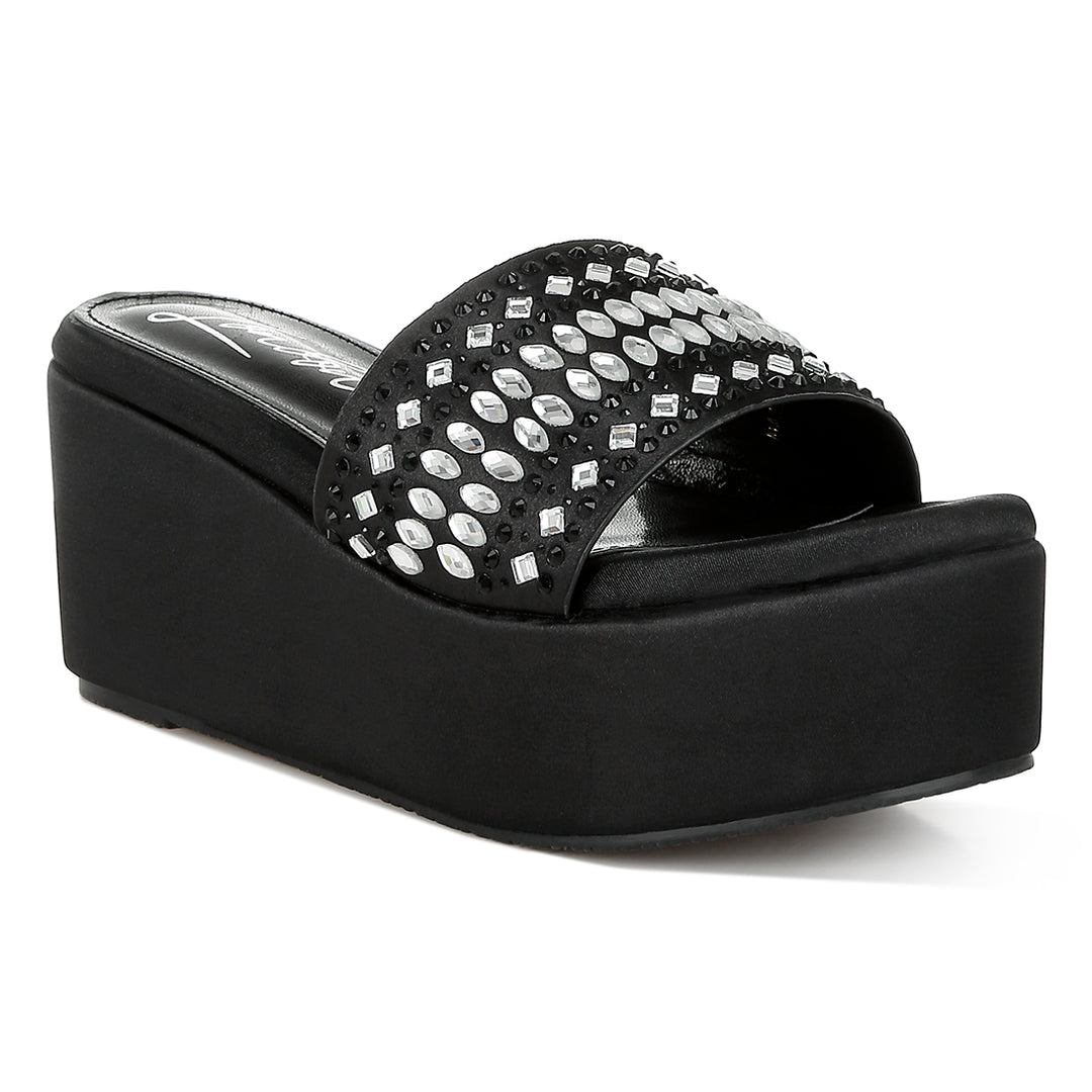 diamante & rhinestone detail stylish flatforms#color_black