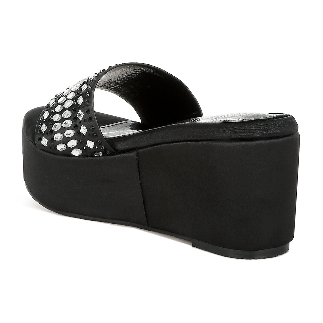 diamante & rhinestone detail stylish flatforms#color_black