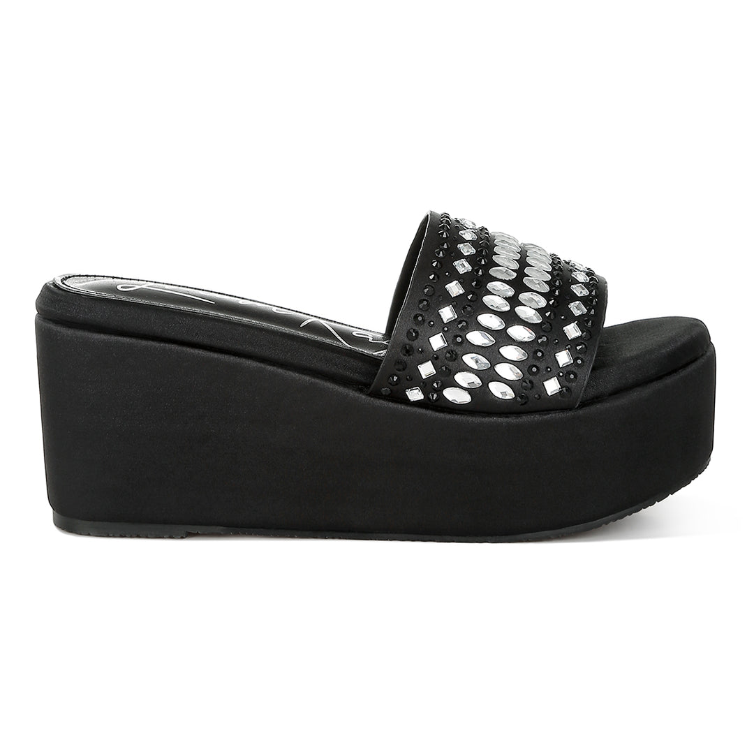 Diamante & Rhinestone Detail Stylish Flatforms