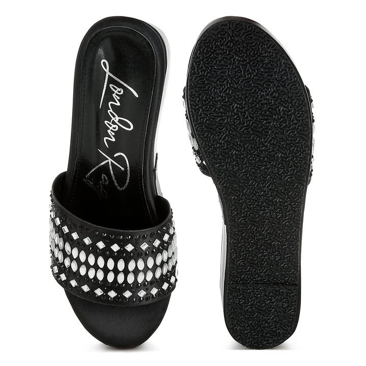 Diamante & Rhinestone Detail Stylish Flatforms