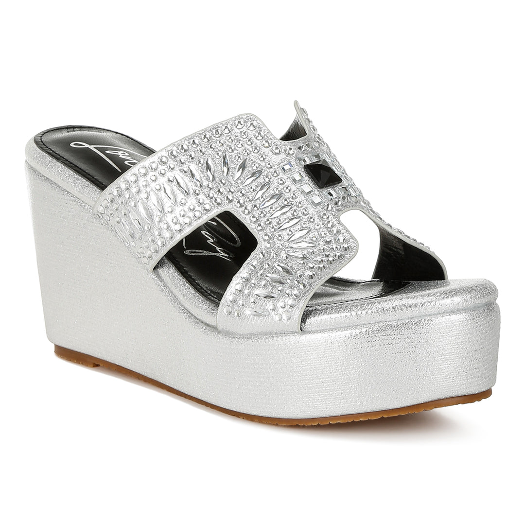 diamante & rhinestone detail cut-out sandals#color_silver