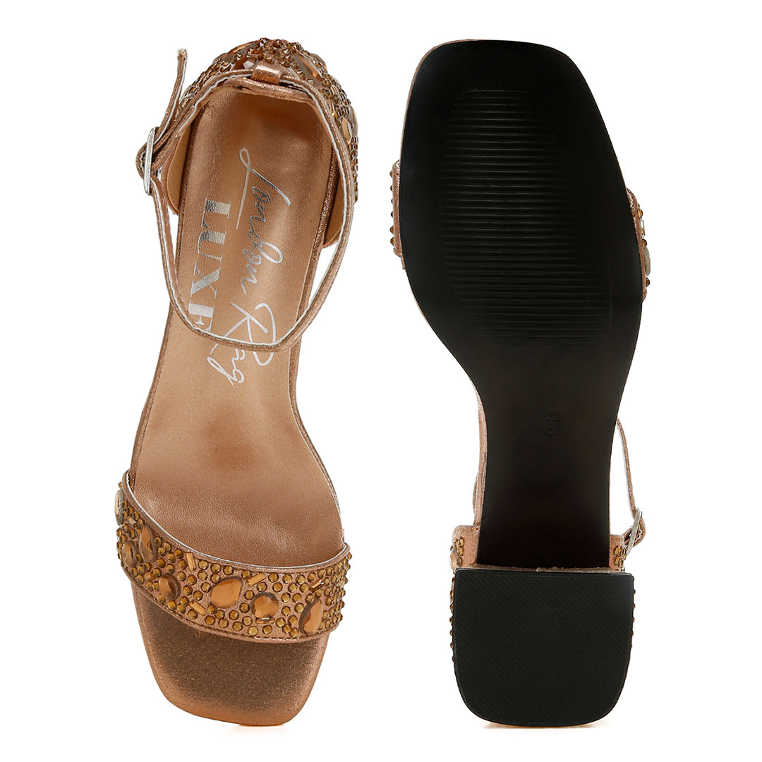 rhinestone embellished shimmer sandals#color_bronze