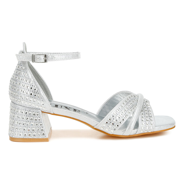 low block heel rhinestone sandals
#color_silver