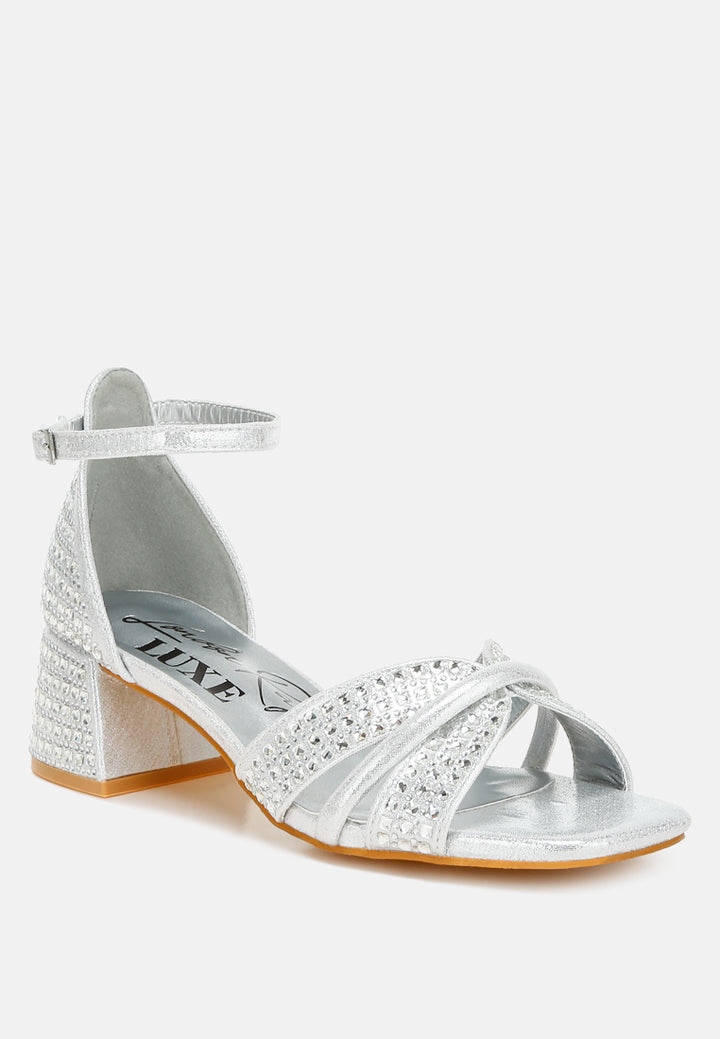 low block heel rhinestone sandals#colour_silver