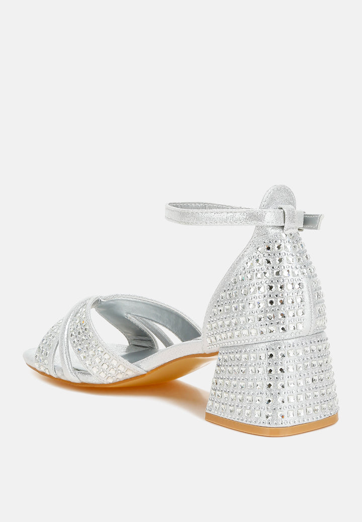 low block heel rhinestone sandals#colour_silver