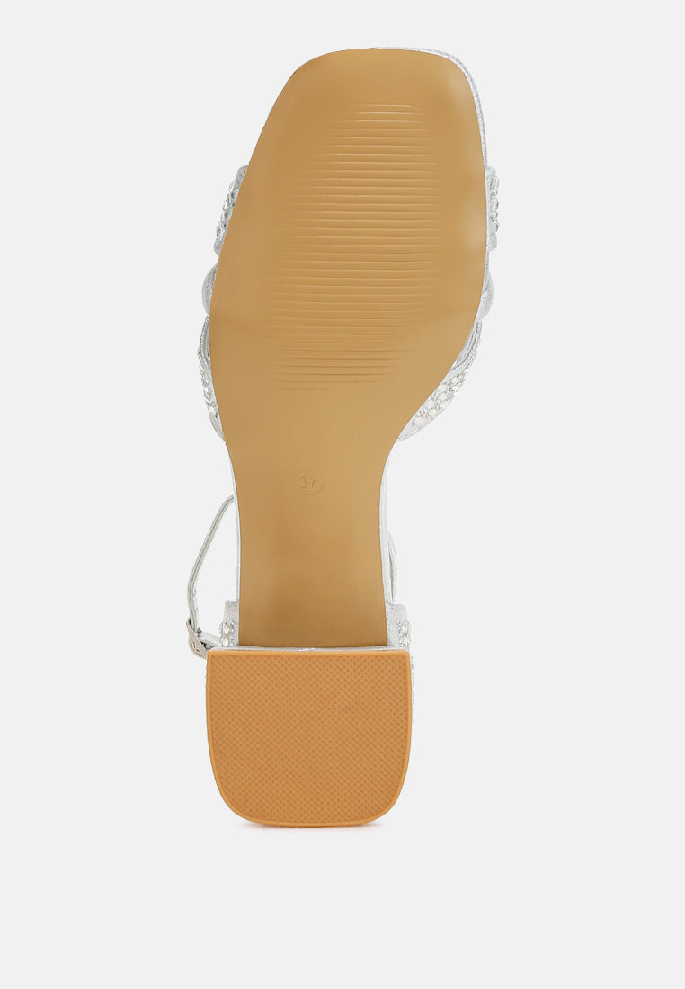 low block heel rhinestone sandals#colour_silver