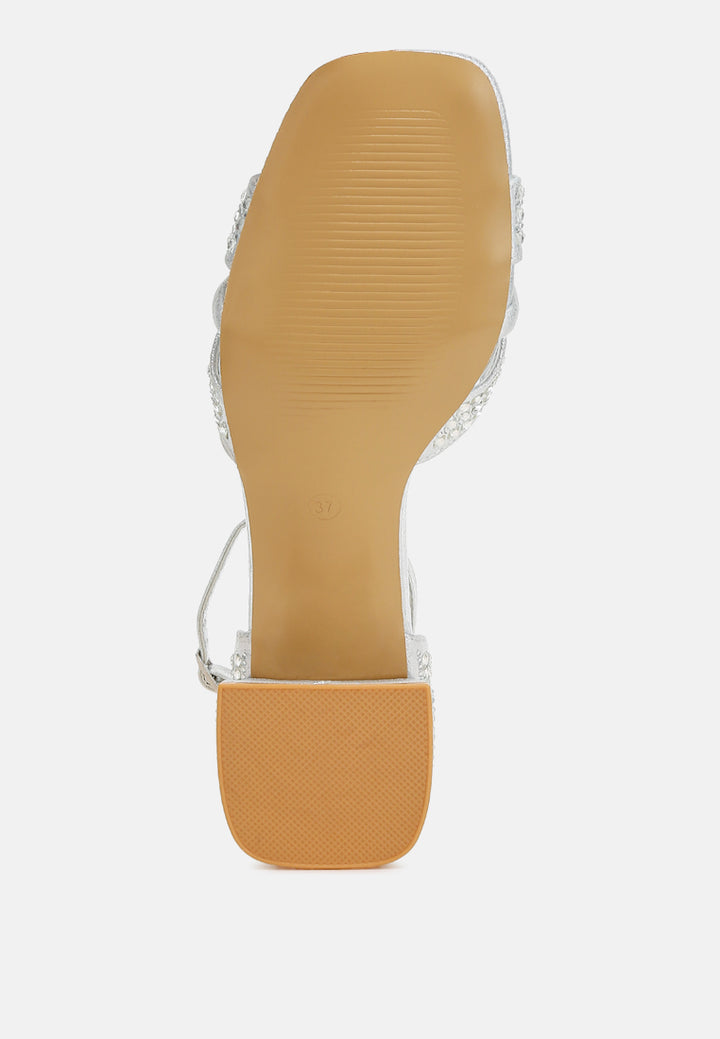 low block heel rhinestone sandals#colour_silver