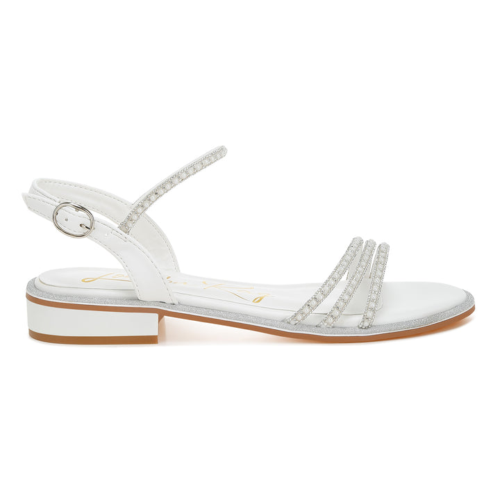 rhinestone pearl detail flat sandals#color_white