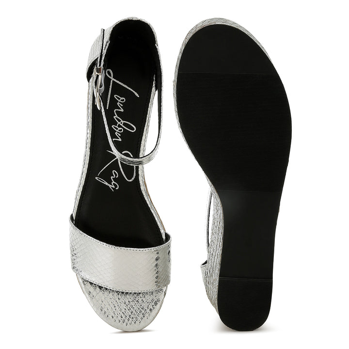 faux leather snake wedge espadrilles#color_silver